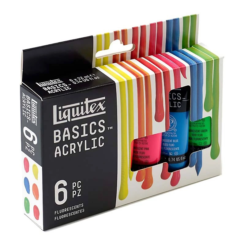 12 Packs: 6 ct. (72 total) Liquitex® Basics™ Fluorescents Acrylic Paint Set