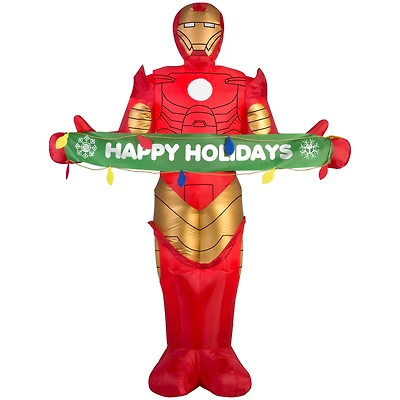 6ft. Airblown® Inflatable Christmas Iron Man with Holiday Banner Marvel