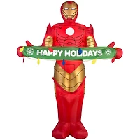 6ft. Airblown® Inflatable Christmas Iron Man with Holiday Banner Marvel