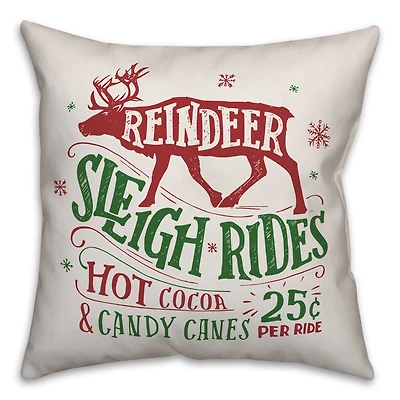 Designs Direct Reindeer Sleigh Rides 18x18 Throw Pillow