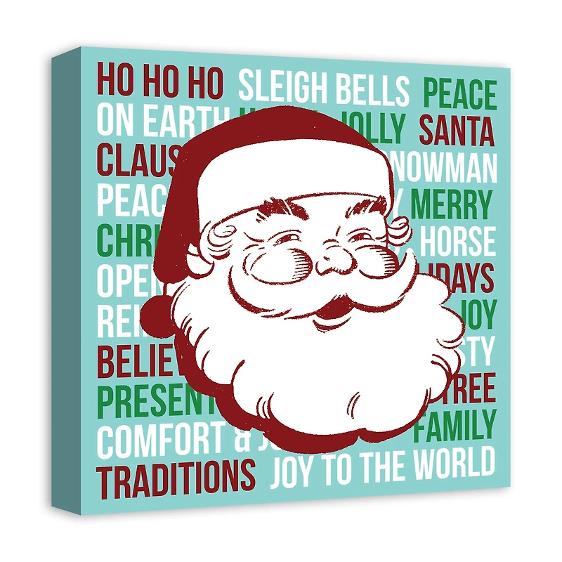 16" x 16" Retro Santa Canvas Wall Art