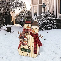 Glitzhome® 30" Metal Christmas Snowman Family Yard Stake