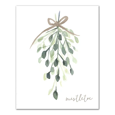 Watercolor Mistletoe Canvas Wall Art