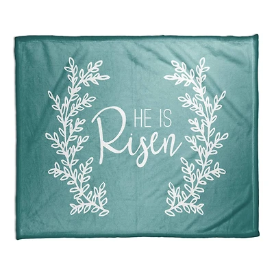 He is Risen Teal Throw Blanket