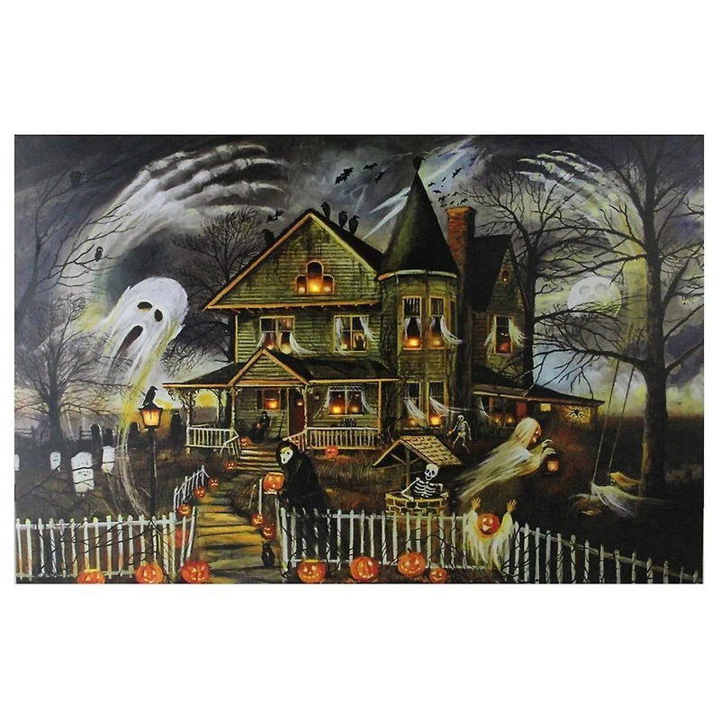 Creepy Haunted House LED Canvas Wall Art