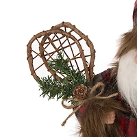 Glitzhome® 12" Standing Plaid Santa Figurine Table Top Decoration