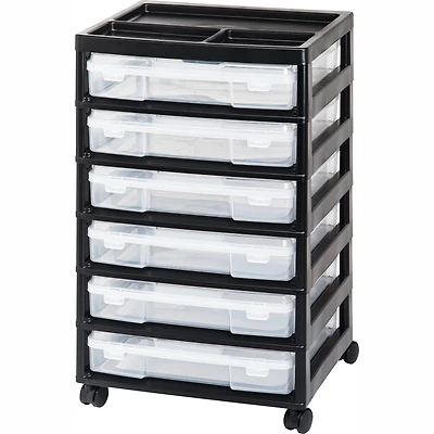 Iris® 6 Case Black Rolling Scrapbook Cart