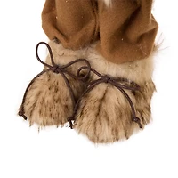 Glitzhome® 18" Christmas Light Brown Faux Fur Santa Figurine