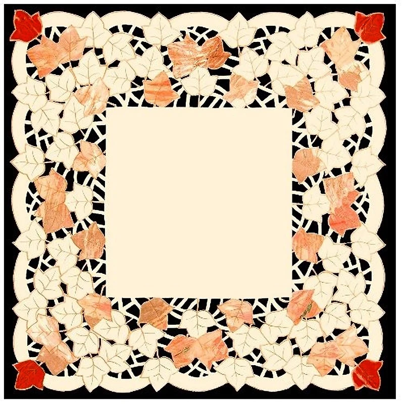 Autumn Elegance Embroidered Leaf Table Topper