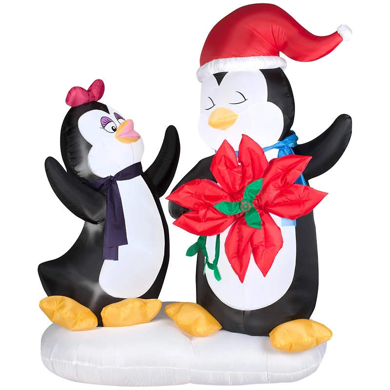 6ft. Airblown® Inflatable Christmas Penguins with Flowers