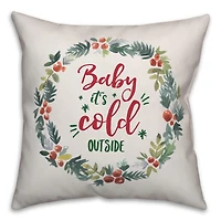 Designs Direct Baby It's Cold Outside Wreath 18x18 Throw Pillow