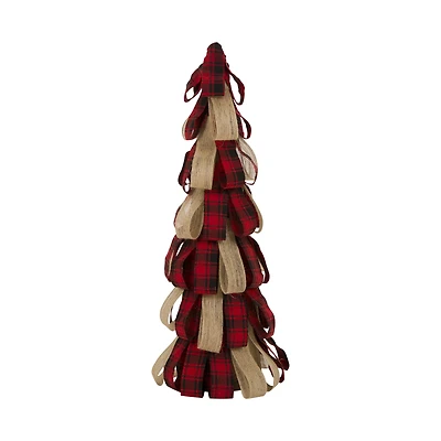 Glitzhome® 17" Plaid Fabric Tabletop Christmas Tree