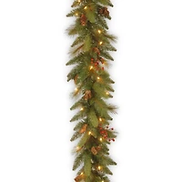 6' x 12" Pre-lit Decorative Collection Artificial Christmas Garland with 20 Cones, 5 Red Berries and 35 Clear Lights