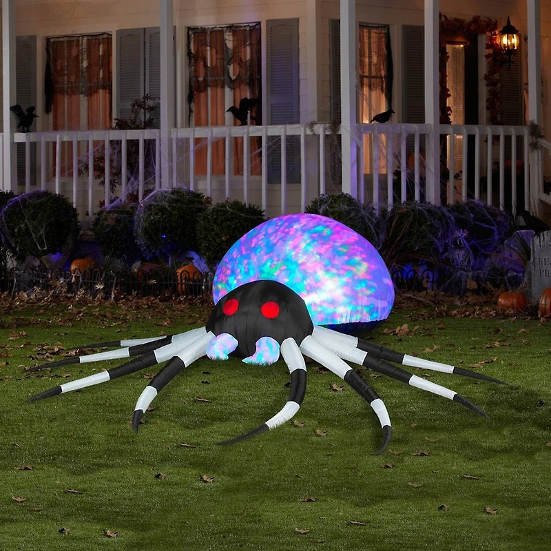 2.5ft. Airblown® Inflatable Halloween Projection Kaleidoscope Black & White Spider 