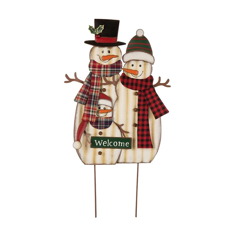 Glitzhome® 30" Metal Christmas Snowman Family Yard Stake