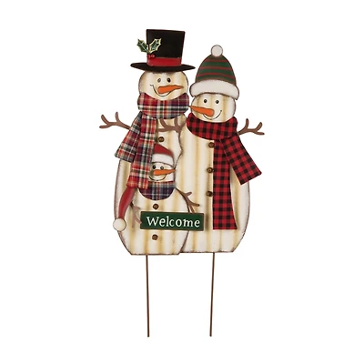 Glitzhome® 30" Metal Christmas Snowman Family Yard Stake