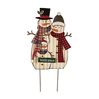 Glitzhome® 30" Metal Christmas Snowman Family Yard Stake