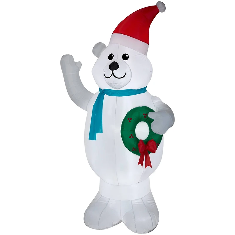 7ft. Airblown® Inflatable Christmas Polar Bear with Wreath