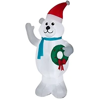 7ft. Airblown® Inflatable Christmas Polar Bear with Wreath