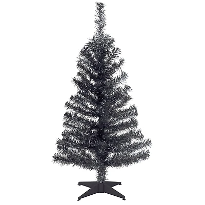 3ft. Unlit Black Tinsel Artificial Christmas Tree