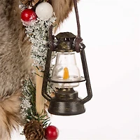 Glitzhome® 18" Christmas Light Brown Faux Fur Santa Figurine