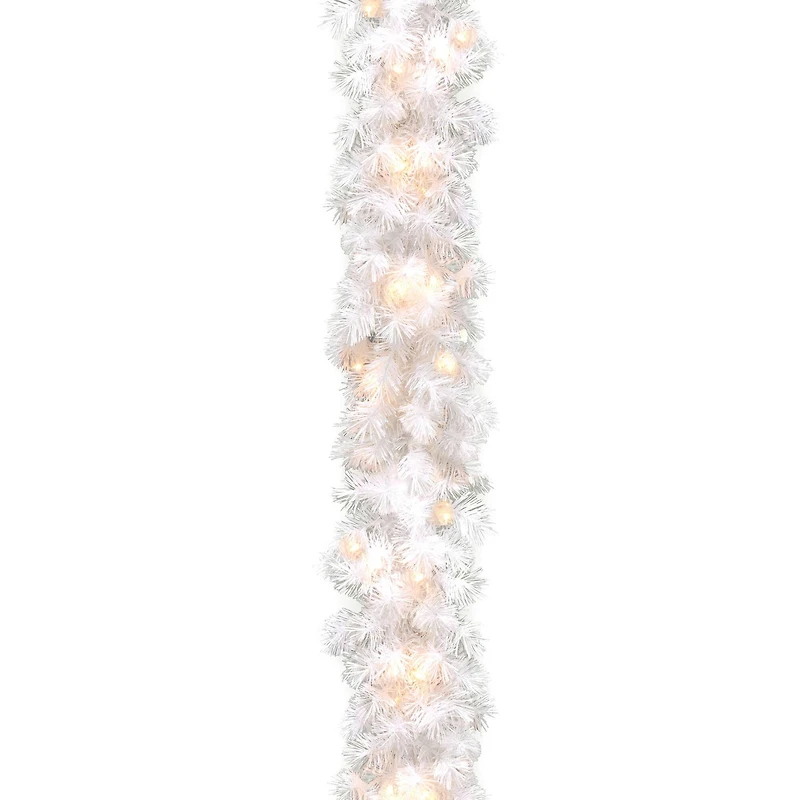 9’ x 10" Pre-lit Wispy Willow White Artificial Christmas Garland with 50 Clear Lights