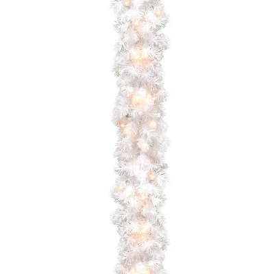 9’ x 10" Pre-lit Wispy Willow White Artificial Christmas Garland with 50 Clear Lights