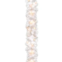 9’ x 10" Pre-lit Wispy Willow White Artificial Christmas Garland with 50 Clear Lights