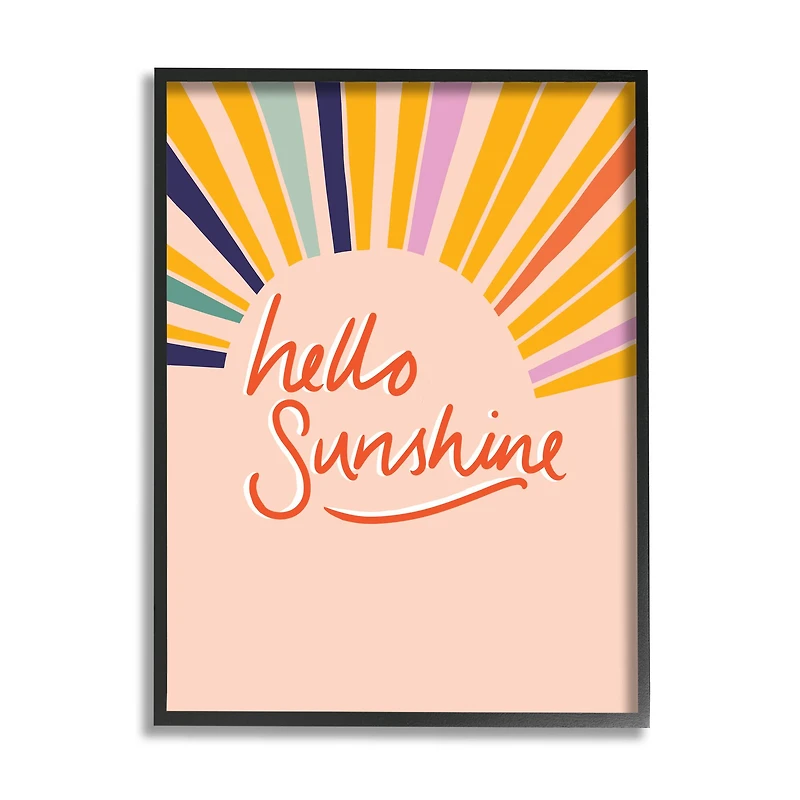 Stupell Industries Hello Sunshine Exclamation Sunrise Rainbow Rays in Frame Wall Art