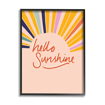 Stupell Industries Hello Sunshine Exclamation Sunrise Rainbow Rays in Frame Wall Art