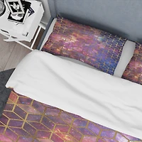 Designart 'Dark Yellow Cubes on Cosmic Background' Modern & Contemporary Bedding Set
