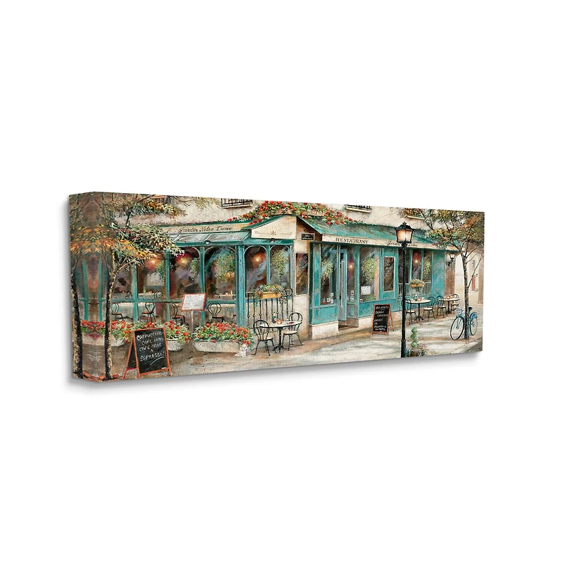 Stupell Industries European City Streets Traditional Restaurant Architecture Sidewalk Scene Canvas Wall Art