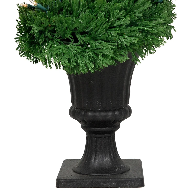 5.5ft. Pre-Lit Artificial Cedar Spiral Topiary Tree in Urn Style Pot, Clear Lights