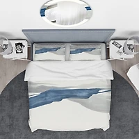 Designart 'Gouache Sapphire on Gray II' Geometric Bedding Set