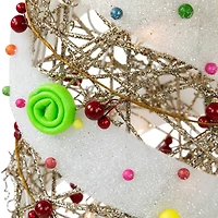 Set of 3 Lighted Champagne Gold Rattan Candy Covered Cone Tree Christmas Yard Art Decorations 39.25"