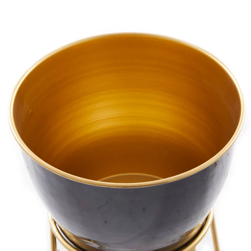 The Novogratz Set of 2 Black Iron Modern Planter, 11" x 10" x 10"