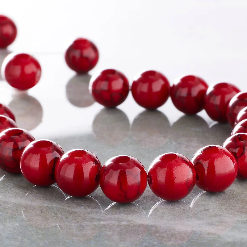 12 Pack: Red Dyed Quartzite Round Beads, 10mm by Bead Landing™