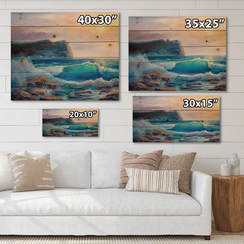 Designart - Blue Waves Breaking At The Beach III