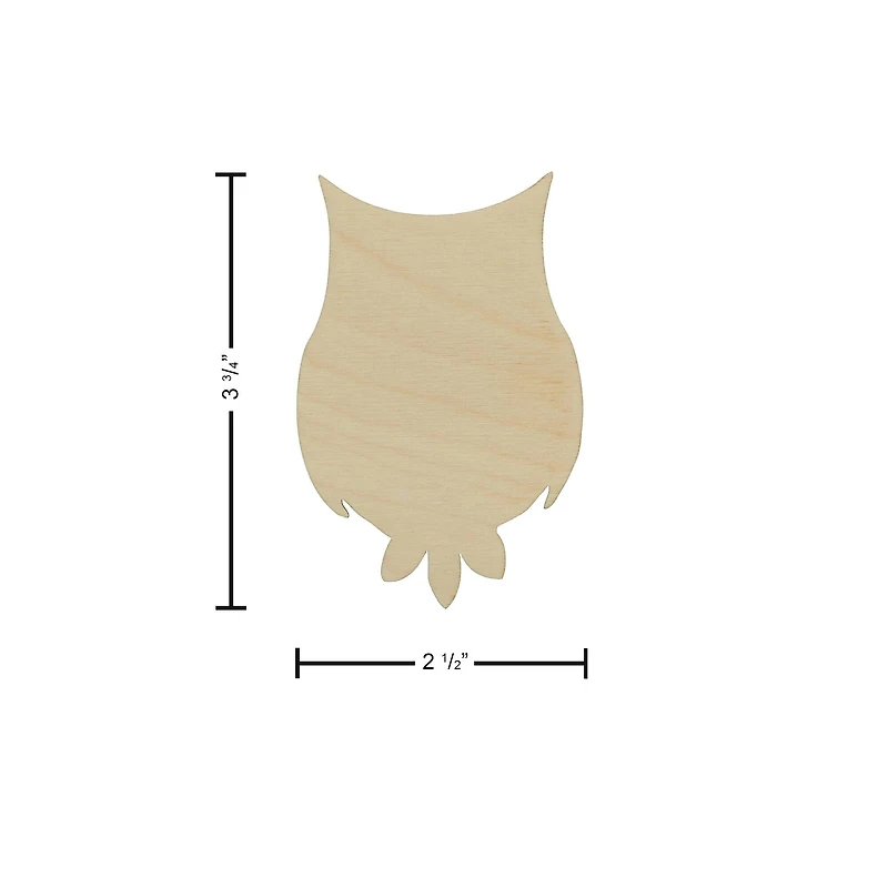 Essentials by Leisure Arts 24 Pack 2.38" x 3.75" Owl Flat Wood Shape