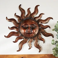 Bronze Metal Sun Wall Decoration with Smiling Face