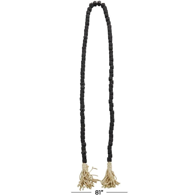 80" Bohemian Mango Wood Beads with Tassels Garland