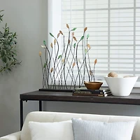 26.5" Black Metal Leaf with Black Base Sculpture