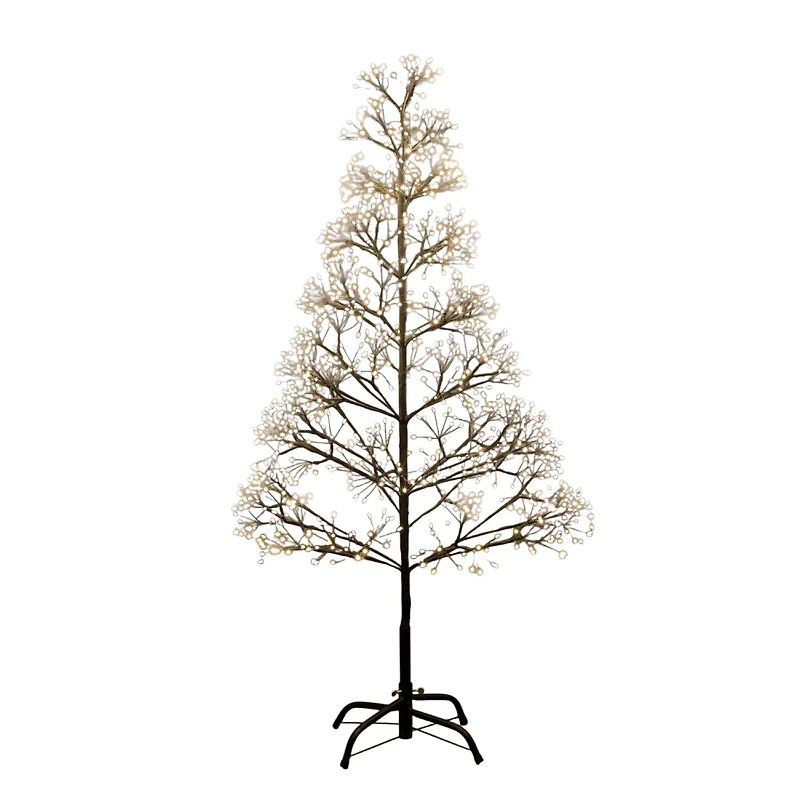 4ft. Pre-Lit Artificial Halloween Black Starburst Tree with 800 Fairy Warm White LED Lights