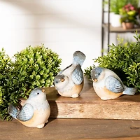 Ceramic Bird Figurines with Unglazed Accents Set