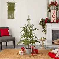 4.5ft. Pre-Lit Pine Artificial Christmas Tree in Decorative Planter, White Lights