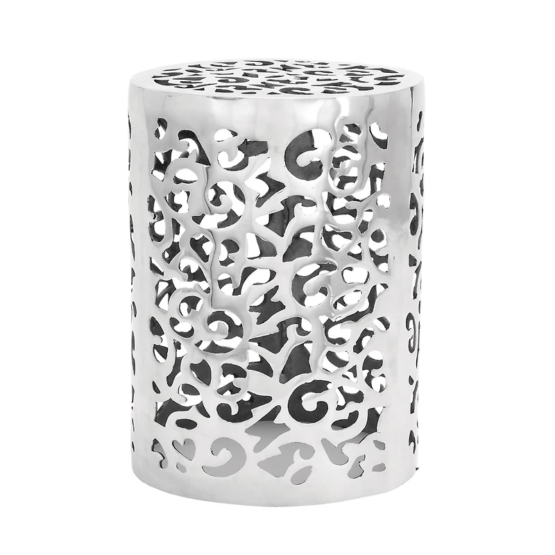18" Silver Hollow Aluminum Contemporary Stool