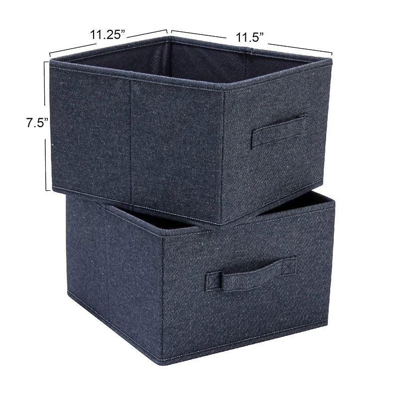 Household Essentials 7.5" Denim Blue Collapsible Cotton Blend Cube Storage Drawer, 2ct.