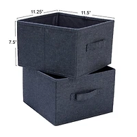 Household Essentials 7.5" Denim Blue Collapsible Cotton Blend Cube Storage Drawer, 2ct.