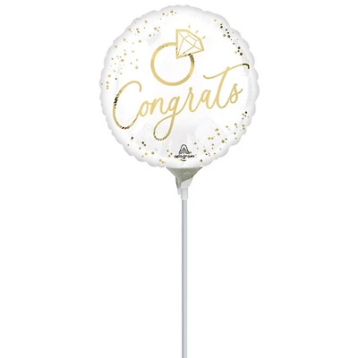 9" Gold Wedding Foil Stick Balloon