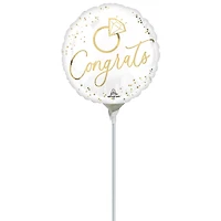9" Gold Wedding Foil Stick Balloon